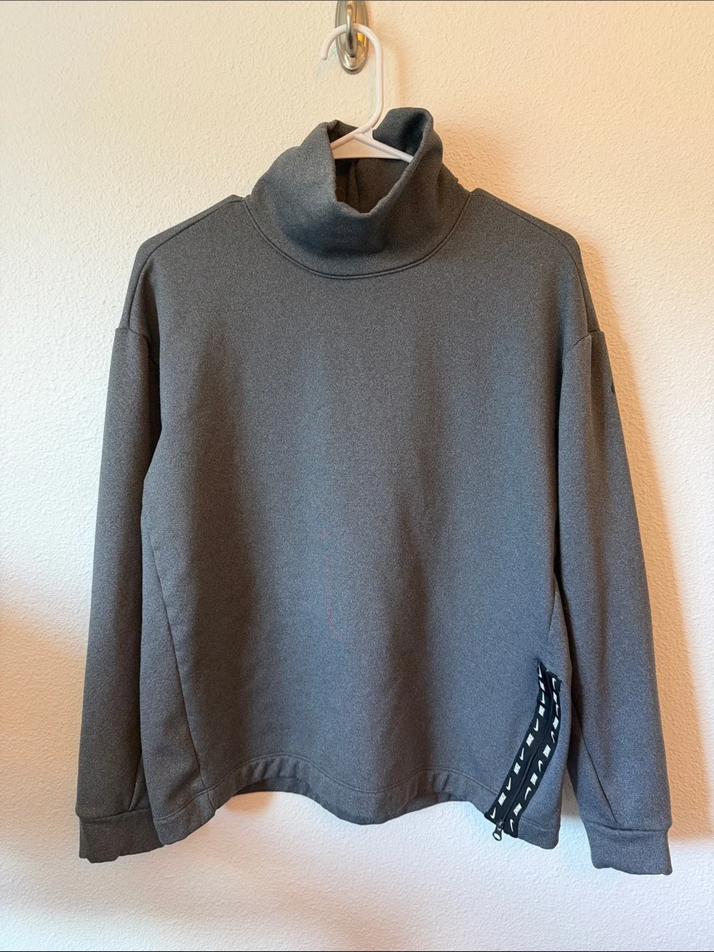 Nike Gray Turtleneck Pullover with Side Zip Detail
